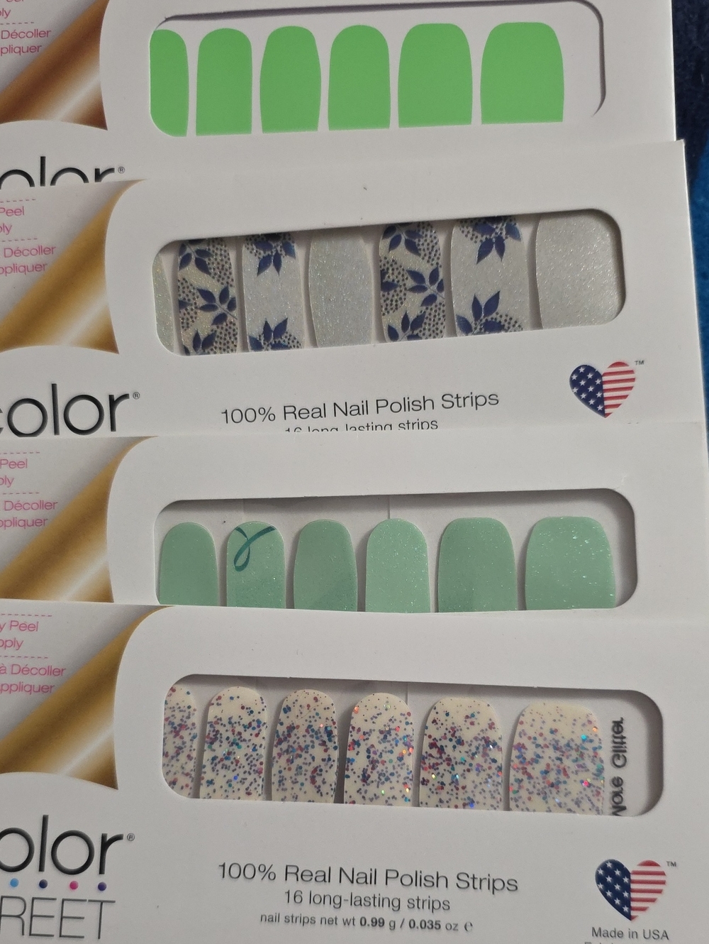 Color Street Mint Greens and Festive Glitter Nail Strips